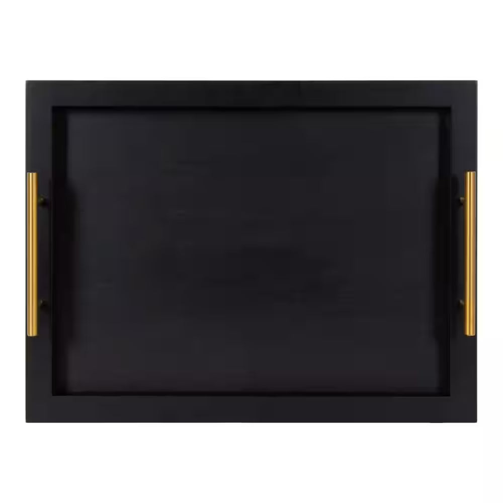 Halsey 12.50 In. W Rectangle Black Wood Decorative Tray