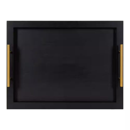 Halsey 12.50 In. W Rectangle Black Wood Decorative Tray