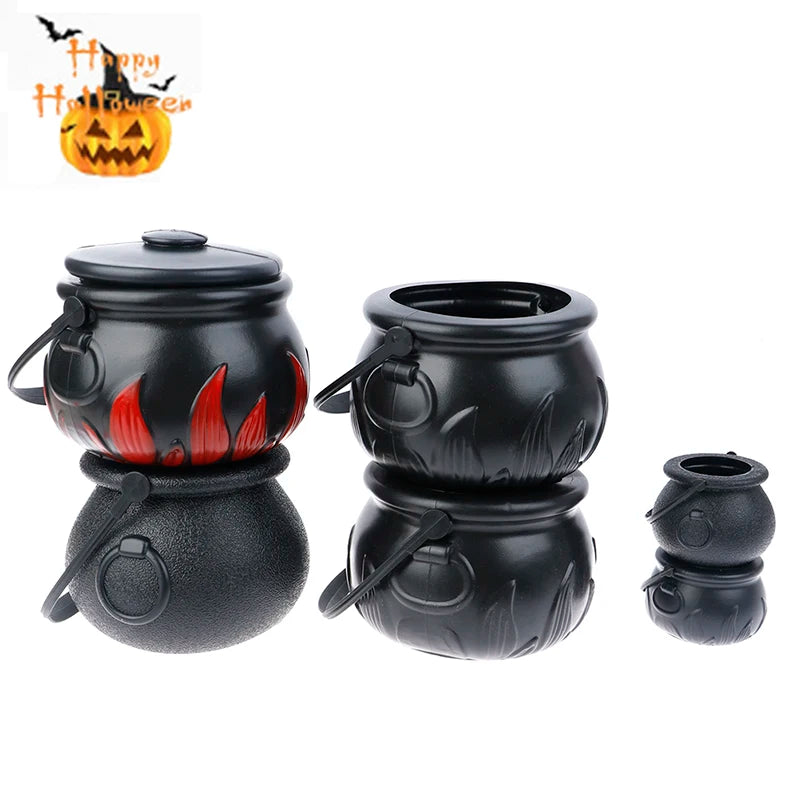 New 1PCS Halloween Candy Pot Halloween Cauldron Novelty Halloween Bucket Ornament Witch Toy Candy Gift Box