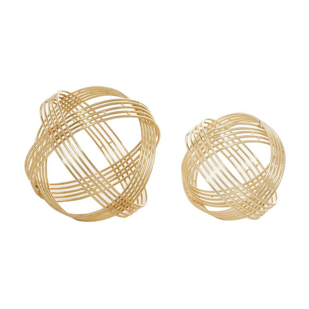 Gold Metal Geometric Sculpture (Set of 2)