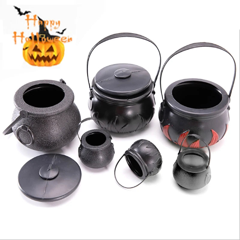 New 1PCS Halloween Candy Pot Halloween Cauldron Novelty Halloween Bucket Ornament Witch Toy Candy Gift Box