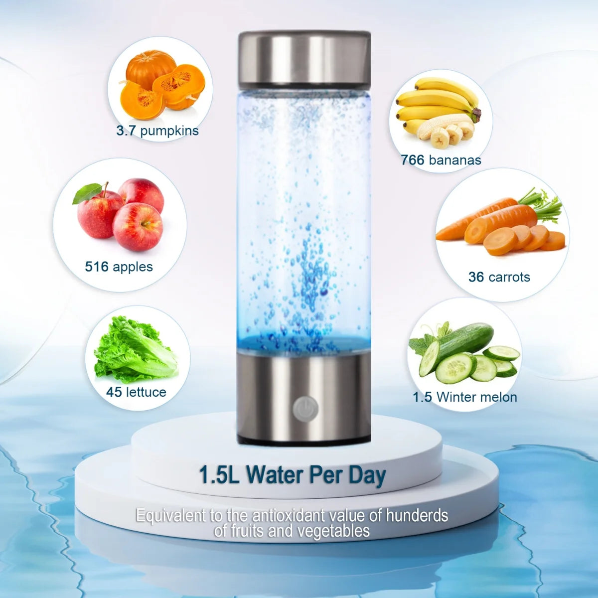 Hydrogen Water Bottle,Portable Hydrogen Water Bottle Generator Machine, Improve Water in 3 Minutes Quick Electrolysis, Suitable for Home, Office, Travel, Daily Drinking