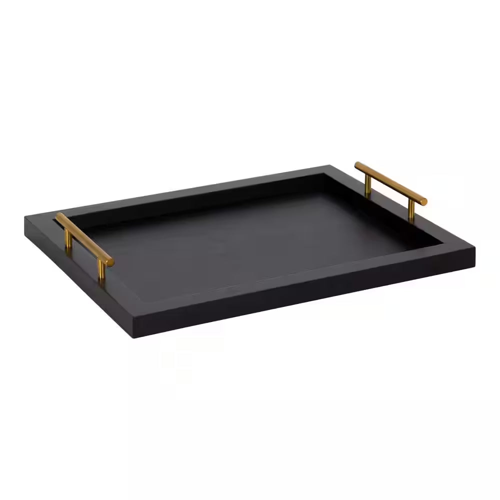 Halsey 12.50 In. W Rectangle Black Wood Decorative Tray