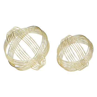 Gold Metal Geometric Sculpture (Set of 2)