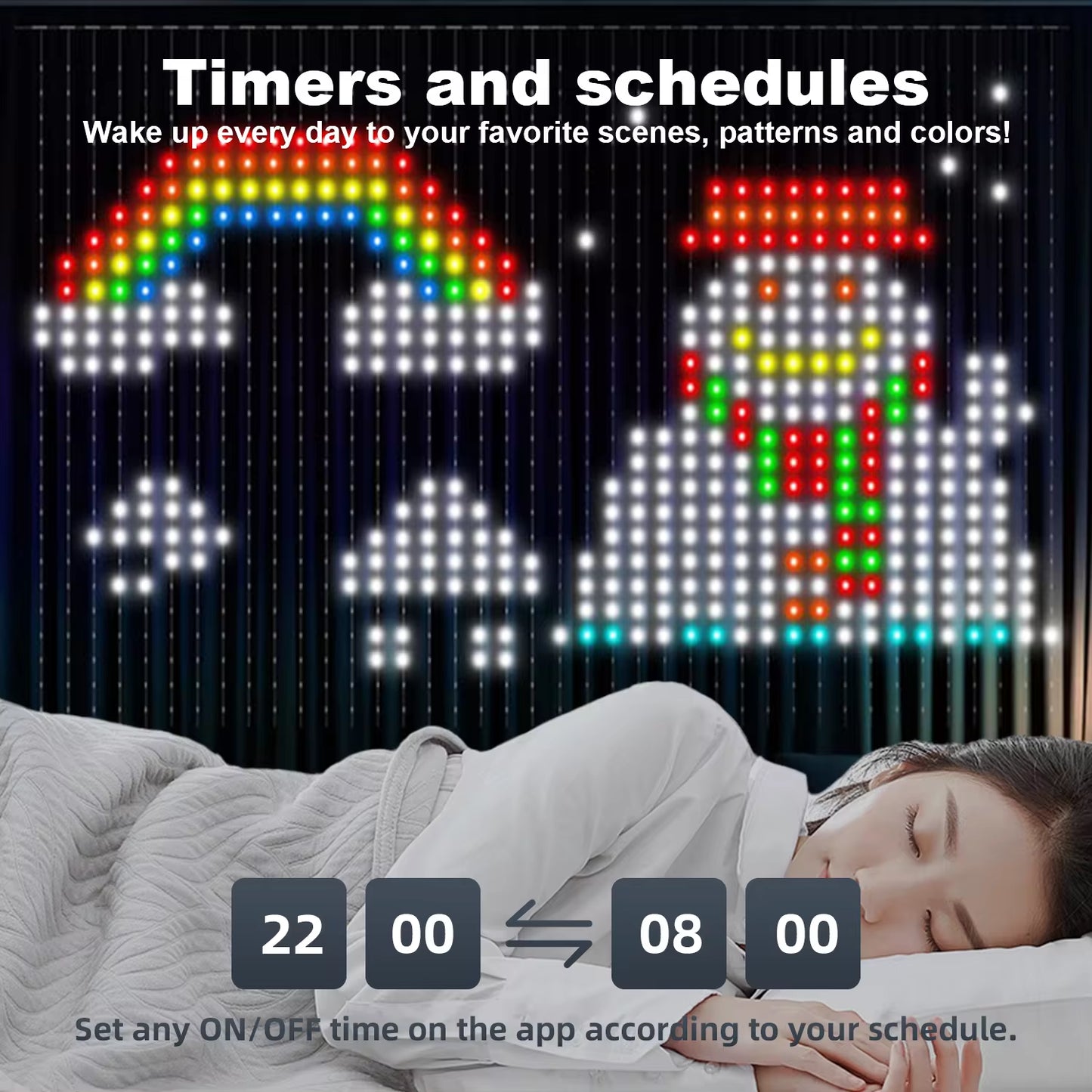 USB Led Smart Curtain Lights Bluetooth App Led String RGB Fairy Lights DIY Music Lights Party Window Curtain Bedroom Decoration