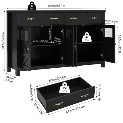 55.1" Nostrand 4 Door Accent Cabinet