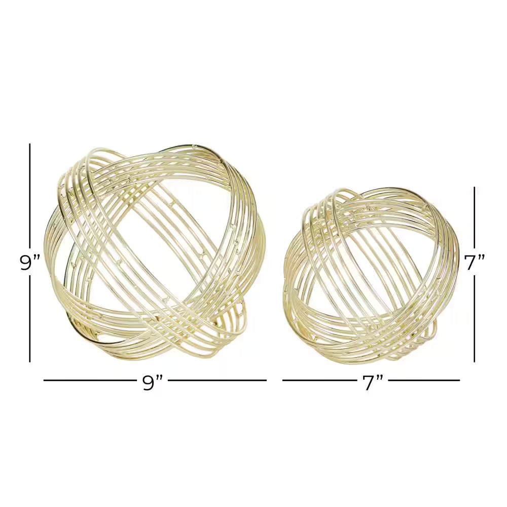 Gold Metal Geometric Sculpture (Set of 2)