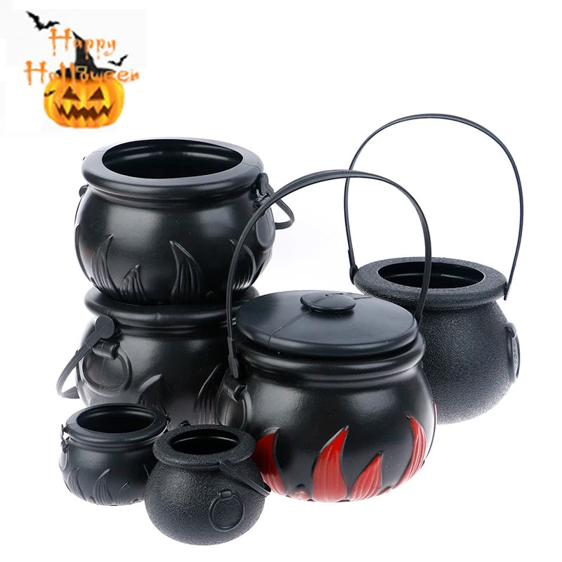 New 1PCS Halloween Candy Pot Halloween Cauldron Novelty Halloween Bucket Ornament Witch Toy Candy Gift Box