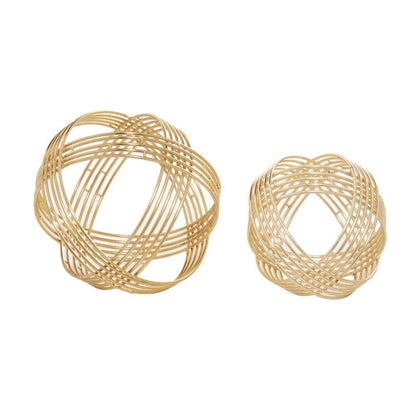 Gold Metal Geometric Sculpture (Set of 2)